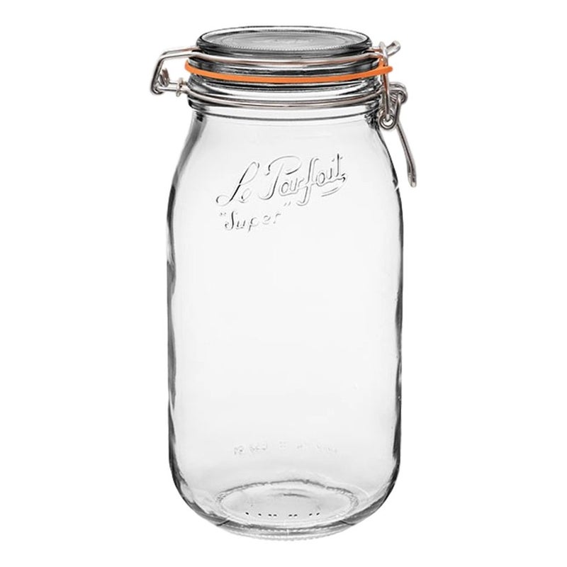 Le Parfait Super Jar, Canning Jars, 2L French Glass Canning Jar w/Round Body, Glass Jars w/Airtight Lid, Canning Jars Wide Mouth, Glass Jar With Lid, Clear Jar, Clear Glass Jars (64oz/2 Quarts, 3 pk) - Image 5